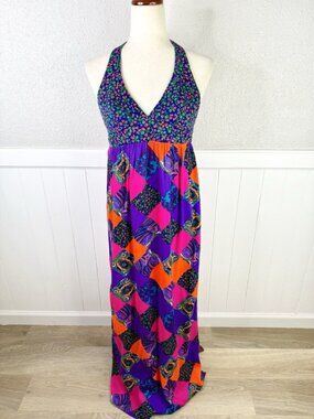 Vintage 60s 70's High Tide Maxi Dress High Tide Psychedelic Hippie Retro Size XS